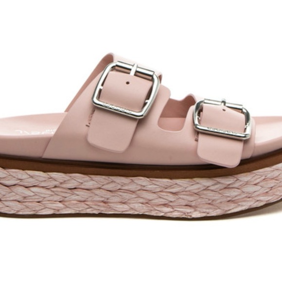J/Slides Bonnie Light Pink Leather Platform Sandal Size 8 - Picture 3 of 8